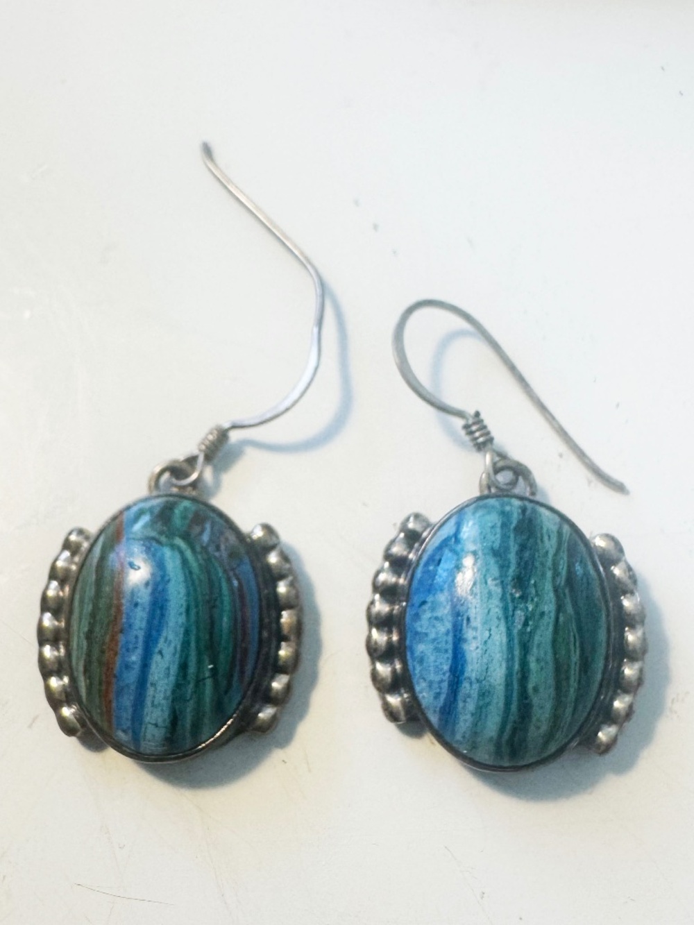 925 silver cal silica stone earrings